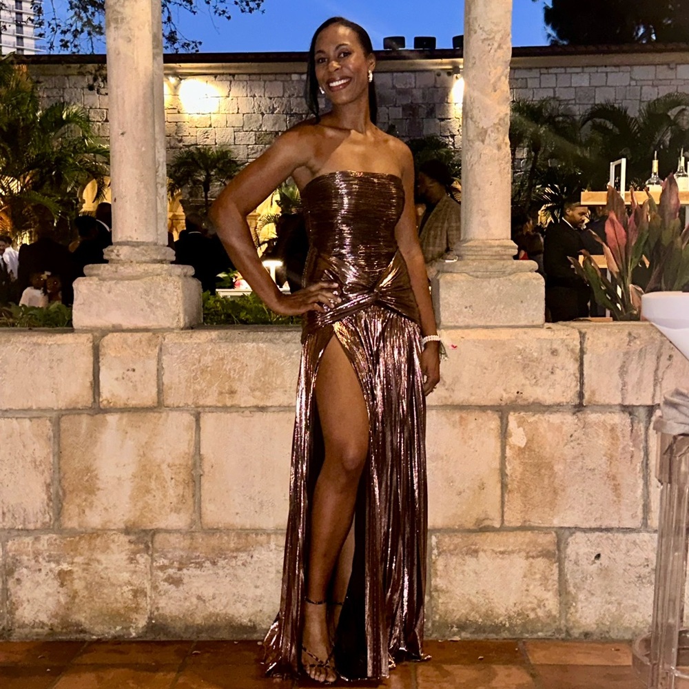 Retrofete Aelita Dress in Metallic Mauve - Picture 3 of 4